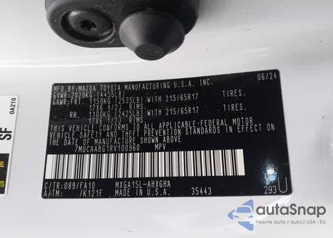 2024 Toyota Corolla Cross Le from USA, damaged, VIN 7MUCAABG1RV100960